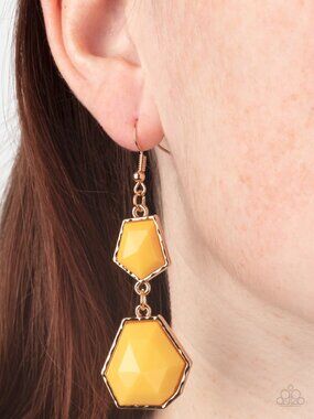 Paparazzi Jewelry Accessories - Rio Relic - Yellow Earrings - Vintage